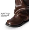 image:imageDREAM PAIRS Foldover Knee High Boots Comfort Low Chunky Heel Slouchy Boot Stylish Buckle Long Tall Fashion Boots for WomenBrown