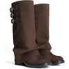 image:imageDREAM PAIRS Foldover Knee High Boots Comfort Low Chunky Heel Slouchy Boot Stylish Buckle Long Tall Fashion Boots for WomenDark Brown