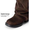 image:imageDREAM PAIRS Foldover Knee High Boots Comfort Low Chunky Heel Slouchy Boot Stylish Buckle Long Tall Fashion Boots for WomenDark Brown