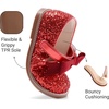 image:imageDREAM PAIRS Girls Mary Jane Shoes  Toddler School Uniform Dress Shoes Wide Toe Ballet Flats with Detachable Bow for Little KidsRed