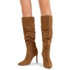 image:imageDREAM PAIRS Knee High Boots for Women Pointed Toe Stiletto High Heel Slouchy Suede with Side Zipper Tall Fashion BootsBrownsuede