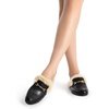 image:imageDREAM PAIRS Mules for Women Flats Comfortable Buckle Mules Slip on Slides Backless Loafers ShoesBlackfur