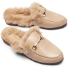 image:imageDREAM PAIRS Mules for Women Flats Comfortable Buckle Mules Slip on Slides Backless Loafers ShoesNudefur