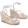 image:imageDREAM PAIRS Strappy Espadrille Platform Wedge Sandals for Women Dressy Summer Comfortable Open Toe Sandals with Cushioned Insole and Ankle Strap BuckleSilvermetallic