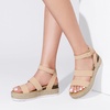 image:imageDREAM PAIRS Strappy Espadrille Platform Wedge Sandals for Women Dressy Summer Comfortable Open Toe Sandals with Cushioned Insole and Ankle Strap BuckleNudenubuck