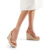 image:imageDREAM PAIRS Strappy Espadrille Platform Wedge Sandals for Women Dressy Summer Comfortable Open Toe Sandals with Cushioned Insole and Ankle Strap BuckleNude