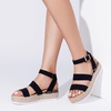 image:imageDREAM PAIRS Strappy Espadrille Platform Wedge Sandals for Women Dressy Summer Comfortable Open Toe Sandals with Cushioned Insole and Ankle Strap BuckleBlacknubuck