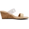 image:imageDREAM PAIRS Women Slides Wedge Sandals Square Open Toe Dress Casual Strappy ShoesClear