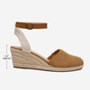 image:imageDREAM PAIRS Womens Ankle Strap Closed Toe Espadrille Wedge Heels SandalsCamel