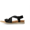 image:imageDREAM PAIRS Womens Comfortable Low Wedge Sandals Open Toe Slip On Strappy Flat Sandals with Elastic Ankle StrapBlacksuede