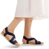 image:imageDREAM PAIRS Womens Comfortable Low Wedge Sandals Open Toe Slip On Strappy Flat Sandals with Elastic Ankle StrapBluesuede