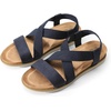image:imageDREAM PAIRS Womens Comfortable Low Wedge Sandals Open Toe Slip On Strappy Flat Sandals with Elastic Ankle StrapBluesuede