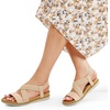 image:imageDREAM PAIRS Womens Comfortable Low Wedge Sandals Open Toe Slip On Strappy Flat Sandals with Elastic Ankle StrapNudesuede