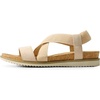 image:imageDREAM PAIRS Womens Comfortable Low Wedge Sandals Open Toe Slip On Strappy Flat Sandals with Elastic Ankle StrapNudesuede
