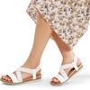 image:imageDREAM PAIRS Womens Comfortable Low Wedge Sandals Open Toe Slip On Strappy Flat Sandals with Elastic Ankle StrapWhitepu