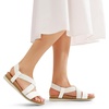 image:imageDREAM PAIRS Womens Comfortable Low Wedge Sandals Open Toe Slip On Strappy Flat Sandals with Elastic Ankle StrapWhitepu