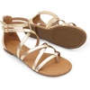 image:imageDREAM PAIRS Womens Dressy Gladiator Summer Cross Strappy Sandals Comfort Flat Casual Beach Fisherman Thong sandalsGold