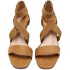 image:imageDREAM PAIRS Womens Elastic Ankle Strap Low Wedge Sandals Comfortable Dressy Heels for Summer Formal and Special OccasionsCamel