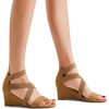image:imageDREAM PAIRS Womens Elastic Ankle Strap Low Wedge Sandals Comfortable Dressy Heels for Summer Formal and Special OccasionsCamel
