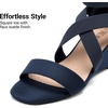 image:imageDREAM PAIRS Womens Elastic Ankle Strap Low Wedge Sandals Comfortable Dressy Heels for Summer Formal and Special OccasionsNavy