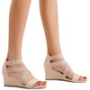 image:imageDREAM PAIRS Womens Elastic Ankle Strap Low Wedge Sandals Comfortable Dressy Heels for Summer Formal and Special OccasionsNude