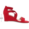 image:imageDREAM PAIRS Womens Elastic Ankle Strap Low Wedge Sandals Comfortable Dressy Heels for Summer Formal and Special OccasionsRed