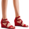 image:imageDREAM PAIRS Womens Elastic Ankle Strap Low Wedge Sandals Comfortable Dressy Heels for Summer Formal and Special OccasionsRed