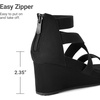 image:imageDREAM PAIRS Womens Elastic Ankle Strap Open Toe Platform Wedge Sandals Comfortable Summer ShoesBlack