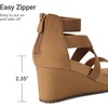 image:imageDREAM PAIRS Womens Elastic Ankle Strap Open Toe Platform Wedge Sandals Comfortable Summer ShoesCamel