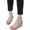 image:imageDREAM PAIRS Womens Elastic Ankle Strap Open Toe Platform Wedge Sandals Comfortable Summer ShoesGrey