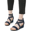 image:imageDREAM PAIRS Womens Elastic Ankle Strap Open Toe Platform Wedge Sandals Comfortable Summer ShoesNavy