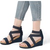 image:imageDREAM PAIRS Womens Elastic Ankle Strap Open Toe Platform Wedge Sandals Comfortable Summer ShoesNavy
