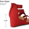 image:imageDREAM PAIRS Womens Elastic Ankle Strap Open Toe Platform Wedge Sandals Comfortable Summer ShoesRed