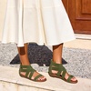 image:imageDREAM PAIRS Womens Elastic Ankle Strap Sandals Gladiator Strappy Low Wedges SandalsArmyGreen