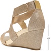 image:imageDREAM PAIRS Womens Elastic Ankle Strap Wedge SandalsGoldGlitter