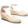 image:imageDREAM PAIRS Womens Espadrilles Closed Toe Ankle Strap Dressy Platform Wedge SandalsBeigecanvas