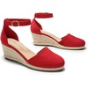 image:imageDREAM PAIRS Womens Espadrilles Closed Toe Ankle Strap Dressy Platform Wedge SandalsRedsuede