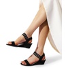 image:imageDREAM PAIRS Womens Low Heel Wedge Sandals Comfortable SlipOn Elastic Ankle Strap Summer Business Casual Dress ShoesBlacksuede