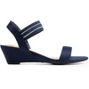 image:imageDREAM PAIRS Womens Low Heel Wedge Sandals Comfortable SlipOn Elastic Ankle Strap Summer Business Casual Dress ShoesNavysuede