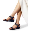 image:imageDREAM PAIRS Womens Low Heel Wedge Sandals Comfortable SlipOn Elastic Ankle Strap Summer Business Casual Dress ShoesNavysuede