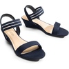image:imageDREAM PAIRS Womens Low Heel Wedge Sandals Comfortable SlipOn Elastic Ankle Strap Summer Business Casual Dress ShoesNavysuede