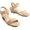 image:imageDREAM PAIRS Womens Low Heel Wedge Sandals Comfortable SlipOn Elastic Ankle Strap Summer Business Casual Dress ShoesNudesuede