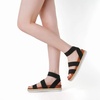 image:imageDREAM PAIRS Womens Open Toe Ankle Strap Espadrille Flatform Platform Wedge SandalsBlack