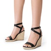 image:imageDREAM PAIRS Womens Open Toe Espadrilles Dressy Platform Sandals Buckle Ankle Strap Stylish Wedges Summer Dressy SandalsBlackpu