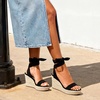 image:imageDREAM PAIRS Womens Open Toe Espadrilles Wedges Tie Lace Up Cute Ankle Strap Platform Sandals Dressy ShoesBlack