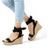 image:imageDREAM PAIRS Womens Open Toe Espadrilles Wedges Tie Lace Up Cute Ankle Strap Platform Sandals Dressy ShoesBlack