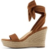 image:imageDREAM PAIRS Womens Open Toe Espadrilles Wedges Tie Lace Up Cute Ankle Strap Platform Sandals Dressy ShoesBrownsuede