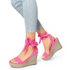 image:imageDREAM PAIRS Womens Open Toe Espadrilles Wedges Tie Lace Up Cute Ankle Strap Platform Sandals Dressy ShoesHot Pinksuede