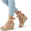image:imageDREAM PAIRS Womens Open Toe Espadrilles Wedges Tie Lace Up Cute Ankle Strap Platform Sandals Dressy ShoesNude