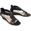 image:imageDREAM PAIRS Womens Open Toe Low Wedges Sandals Rhinestone Strappy Zipper Dress Shoes Summer Wedding Party Travel ShoesBlack